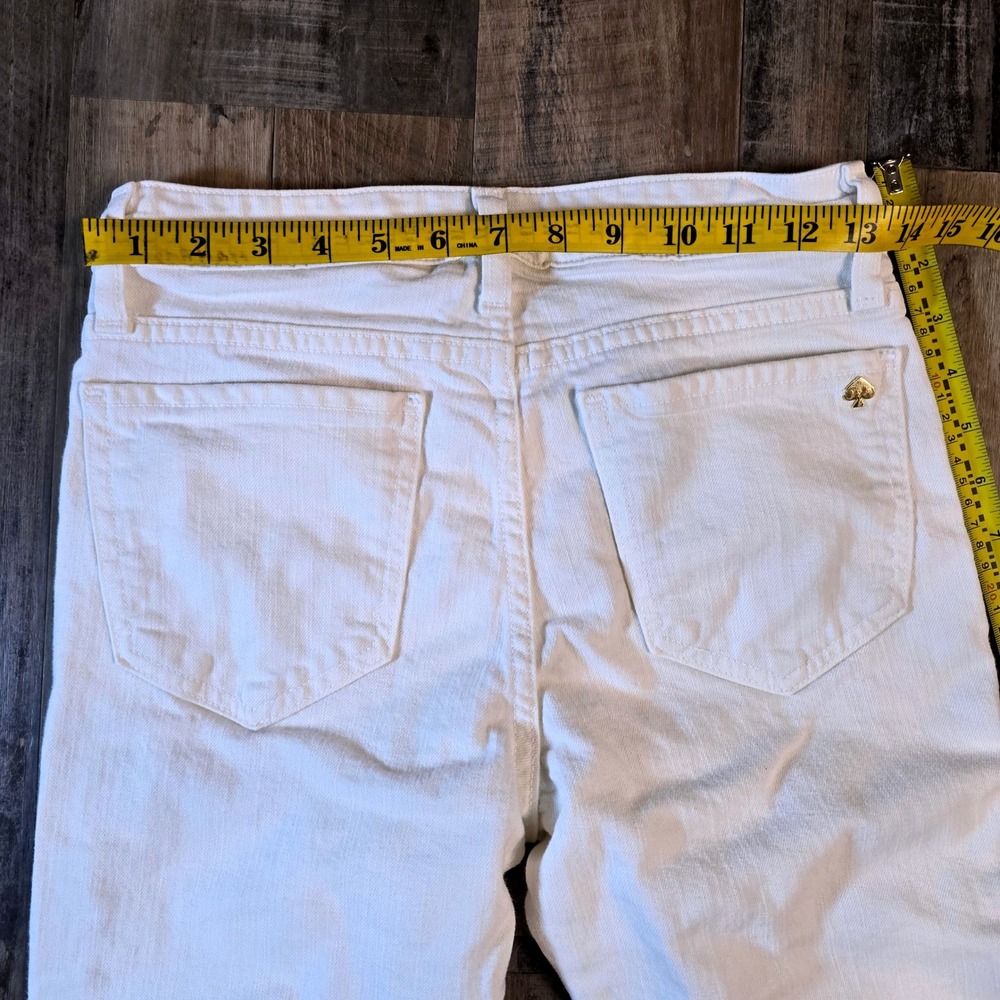Kate Spade New York White Straight Leg Denim Jeans Size 27 /4 Gold Broome Street - Picture 3 of 14